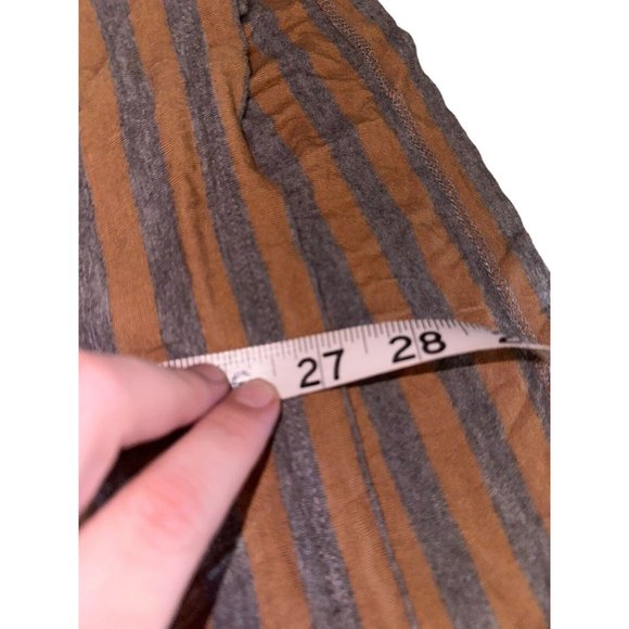 BCBGMAXAZRIA V Neck T Shirt Top Size Small Gray Muted Yellow Brown Stripe - Picture 5 of 5